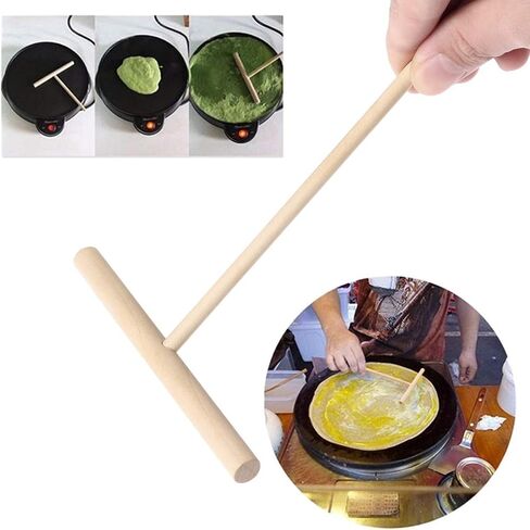 Hemoton Nonstick Cookware 2pcs T Shape Crepe Maker Pancake Wooden Spreader Stick, Wooden Crepe Tools, Crepe Maker Accessories, Crepe Spreaders for Making Crepes Turner Spatula in Saudi Arabia