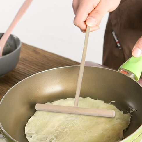 Hemoton Nonstick Cookware 2pcs T Shape Crepe Maker Pancake Wooden Spreader Stick, Wooden Crepe Tools, Crepe Maker Accessories, Crepe Spreaders for Making Crepes Turner Spatula in Saudi Arabia