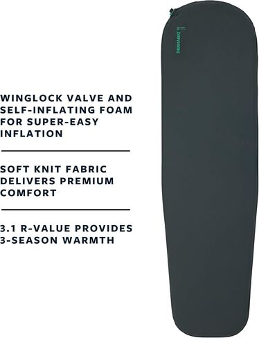 وسادة نوم من Therm-a-Rest Trail Scout ذاتية النفخ للتخييم وحقيبة الظهر، عادية - 72 × 20 بوصة in Kuwait
