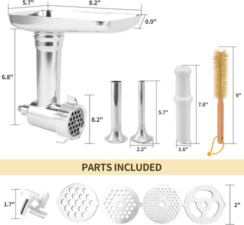 ملحق مطحنة اللحوم لخلاط حامل KitchenAid، ملحق مطحنة لحوم الطعام المعدني، ملحق خلاط مثالي لخلاطات KitchenAid، 3 أنابيب لحشو السجق، فضي in Saudi Arabia