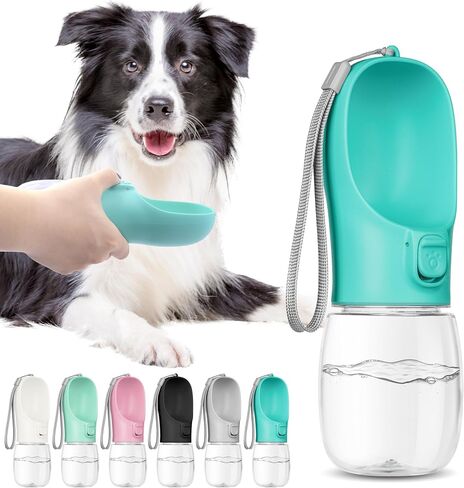 Portable Dog Water Bottle, Travel Water Bottle for Dogs, Pet Leak Proof Bottle, Convenient Dog Travel Water Bottle with Bowl,Dog Accessories for Walking Hiking and Camping (Blue, 12oz) in Saudi Arabia