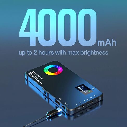 LimoStudio 360 درجة LED ضوء سيلفي دوار قابل لإعادة الشحن 17 تأثير لون ديناميكي CRI 90+ مع مشبك أمامي وخلفي لهواتف iPhone، Android، iPad، الكمبيوتر المحمول، AGG3388 in Saudi Arabia