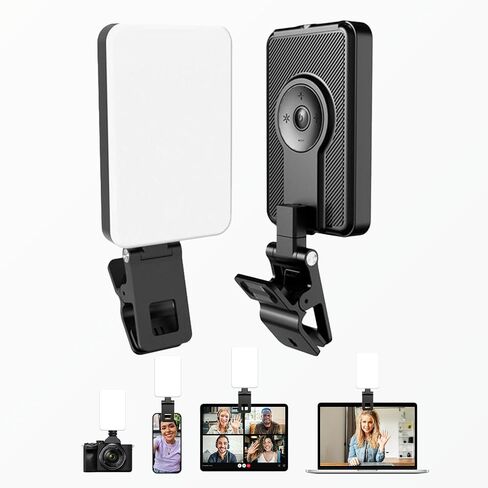 LimoStudio 360 درجة LED ضوء سيلفي دوار قابل لإعادة الشحن 17 تأثير لون ديناميكي CRI 90+ مع مشبك أمامي وخلفي لهواتف iPhone، Android، iPad، الكمبيوتر المحمول، AGG3388 in Saudi Arabia