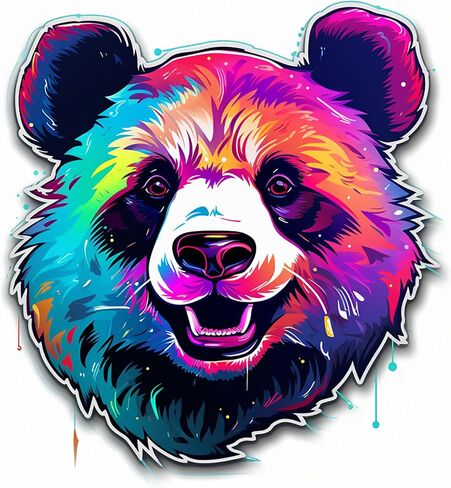 Colorful Cute Panda Sticker For Car, Bike, SUV, Truck, Helmet, Laptop, Water Bottle, Notebook, Decal window, Guitar, Skateboard, Bumper Vinyl Waterproof sticker 5 inch (Design 1) in Saudi Arabia