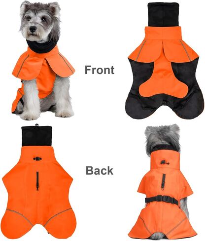Dog Raincoat, Waterproof Dog Rain Jacket with Calming Hood, Adjustable Lightweight Dog Rain Coat with Zipper Leash Hole and Reflective Strip for Small Medium Dogs Puppies(Yellow, XL) in Saudi Arabia