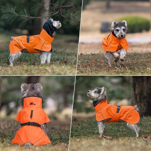 Dog Raincoat, Waterproof Dog Rain Jacket with Calming Hood, Adjustable Lightweight Dog Rain Coat with Zipper Leash Hole and Reflective Strip for Small Medium Dogs Puppies(Yellow, XL) in Saudi Arabia