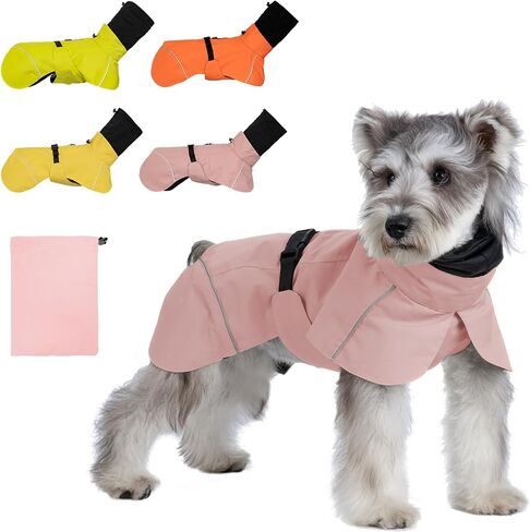 Dog Raincoat, Waterproof Dog Rain Jacket with Calming Hood, Adjustable Lightweight Dog Rain Coat with Zipper Leash Hole and Reflective Strip for Small Medium Dogs Puppies(Yellow, XL) in Saudi Arabia