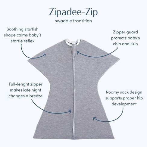 SleepingBaby Zipadee-Zip Transition Swaddle - Cozy Baby Swaddle Blanket with Zipper Convenience - Roomy Wearable Blanket for Easy Diaper Changes - Classic Teal, Small (4-8 Month) in Kuwait