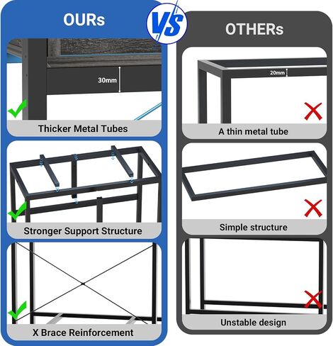 40-50 Gallon Fish Tank Stand with LED Light and Outlet, Heavy Duty Metal Aquarium Stand with Cabinet and Accessories Storage, Reptile Tank Turtle Terrariums Table Stand Hold 880LBS, Grey Oak in Saudi Arabia