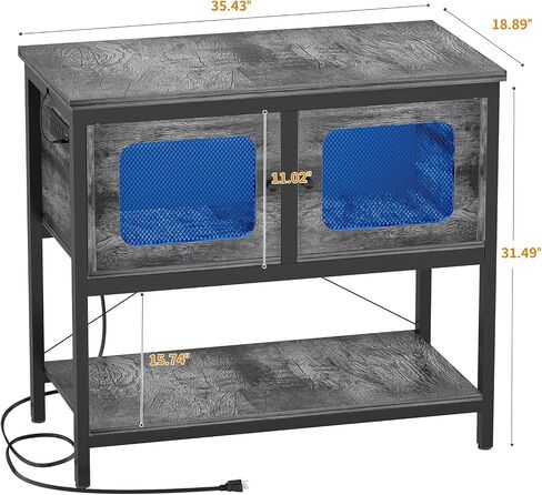 40-50 Gallon Fish Tank Stand with LED Light and Outlet, Heavy Duty Metal Aquarium Stand with Cabinet and Accessories Storage, Reptile Tank Turtle Terrariums Table Stand Hold 880LBS, Grey Oak in Saudi Arabia