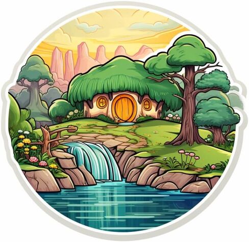 ملصق Hobbit Hole Art Fantasy Land للسيارة، الدراجة، سيارات الدفع الرباعي، الشاحنة، الخوذة، الكمبيوتر المحمول، زجاجة مياه، دفتر الملاحظات، نافذة الملصق، الجيتار، لوح التزلج، ملصق فينيل مقاوم للماء 5 بوصة (تصميم 5) in Saudi Arabia