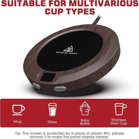 Coffee Mug Warmer for Desk -Auto Shut Off, 3 Heat Settings, Keep Your Coffee Warm for Office Hours, Perfect Coffee Lovers Gift Idea with 12-Hour-Timer, LED Light and Temperature Control (Black) in Saudi Arabia