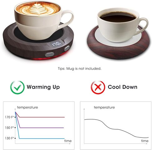 Coffee Mug Warmer for Desk -Auto Shut Off, 3 Heat Settings, Keep Your Coffee Warm for Office Hours, Perfect Coffee Lovers Gift Idea with 12-Hour-Timer, LED Light and Temperature Control (Black) in Saudi Arabia