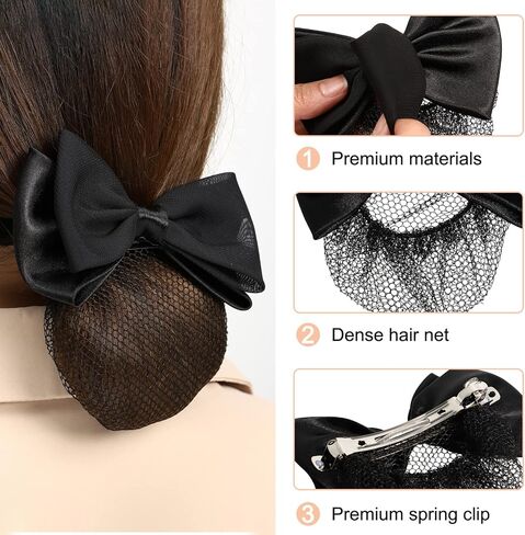 Beaupretty 2 قطعة شعر سنود شبكة باريت مشبك شبكي مرن على شكل فراشة على شكل فيونكة غطاء رأس للسيدات النساء مكتب الرقص (أسود) in Saudi Arabia
