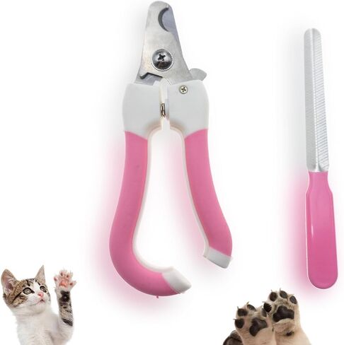 Precision Nail Clippers for Cats and Dogs - Includes Safety Guard to Prevent Overcutting, Complimentary Nail File, Ultra Sharp Blade - Expert Grooming Tool for All Pets(Pink) in Saudi Arabia