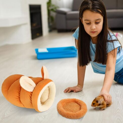 AWLFJLUCKY2 حزمة مخبأ لسرير خنزير غينيا، ملحقات قفص مخبأ للحيوانات الصغيرة كبيرة الحجم، بيت نوم شتوي قابل للغسل للحيوانات الأليفة الصغيرة/النمس/شينشيلا/الأرنب (برتقالي) in Saudi Arabia