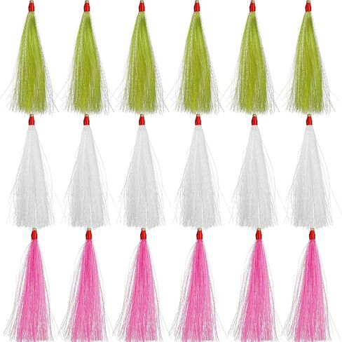 Fishing Teaser Lure Bucktail Teasers Saltwater Fishing Lures Flounder Rig Sliding Tube Fishing Bucktail Teaser Tail Trolling Skirt Lure for Cod Flounder Seabass in Kuwait
