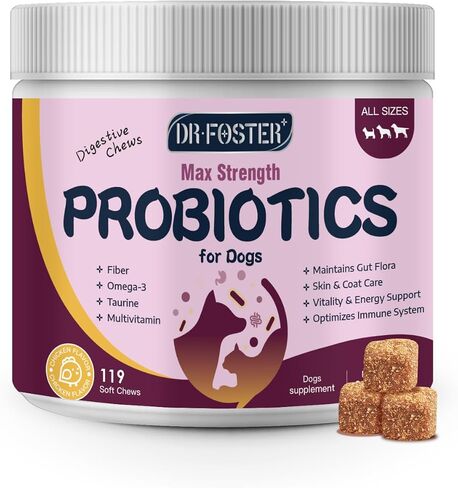 Probiotics for Dogs, Dog Probiotics for Digestive Health - Fiber Riched Prebiotic & Digestive Enzymes with Pumpkin, Omega-3, 6 Billion CFUs Support Gut & Immune Health, Diarrhea, Dog Allergy Relief in Saudi Arabia