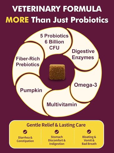 Probiotics for Dogs, Dog Probiotics for Digestive Health - Fiber Riched Prebiotic & Digestive Enzymes with Pumpkin, Omega-3, 6 Billion CFUs Support Gut & Immune Health, Diarrhea, Dog Allergy Relief in Saudi Arabia