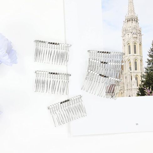 Lawie 30 Pack Bulk 15 Teeth Silver Gold Black Metal Side Hair Combs Wire Twist Slide Hair Clips Wedding Bridal Veil Combs Decorative Headpiece French Twist Updo Bun Holder Accessories for Women (Gold) in Saudi Arabia