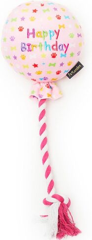 PET LONDON Birthday Pink Balloon Dog Toy - Celebrate Dog's Happy Birthday - Plush Colourful Rainbow Confetti Pattern Dog Party Gift-Perfect Pup Special Day Present-UK Designer Brand-Bday or Adoption in Saudi Arabia