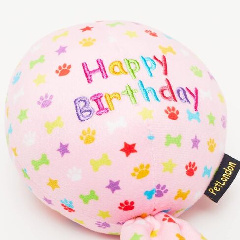 PET LONDON Birthday Pink Balloon Dog Toy - Celebrate Dog's Happy Birthday - Plush Colourful Rainbow Confetti Pattern Dog Party Gift-Perfect Pup Special Day Present-UK Designer Brand-Bday or Adoption in Saudi Arabia