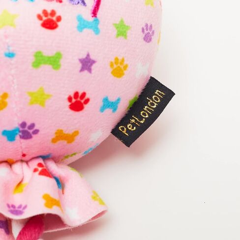 PET LONDON Birthday Pink Balloon Dog Toy - Celebrate Dog's Happy Birthday - Plush Colourful Rainbow Confetti Pattern Dog Party Gift-Perfect Pup Special Day Present-UK Designer Brand-Bday or Adoption in Saudi Arabia