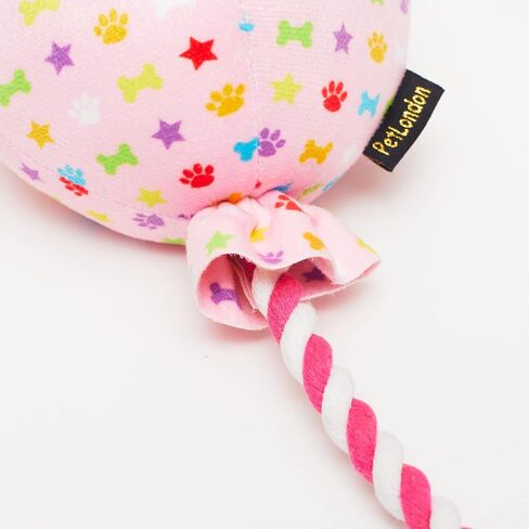 PET LONDON Birthday Pink Balloon Dog Toy - Celebrate Dog's Happy Birthday - Plush Colourful Rainbow Confetti Pattern Dog Party Gift-Perfect Pup Special Day Present-UK Designer Brand-Bday or Adoption in Saudi Arabia