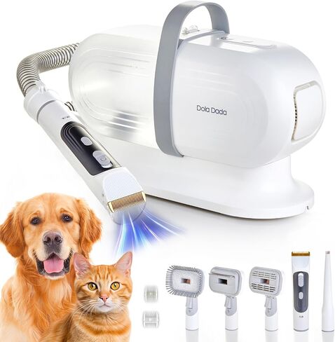 Dog Grooming Kit, Dog Grooming Clippers, Pet Grooming Vacuum with 5 Pet Grooming Tools for Shedding Pet Hair, 11000Pa Suction, 2L Capacity, Low Noise Pet Hair Vacuum Groomer for Dog Cleaning in Saudi Arabia