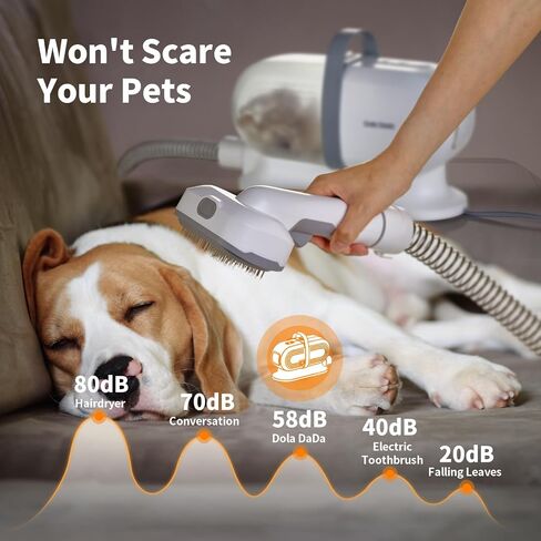 Dog Grooming Kit, Dog Grooming Clippers, Pet Grooming Vacuum with 5 Pet Grooming Tools for Shedding Pet Hair, 11000Pa Suction, 2L Capacity, Low Noise Pet Hair Vacuum Groomer for Dog Cleaning in Saudi Arabia
