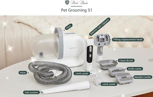 Dog Grooming Kit, Dog Grooming Clippers, Pet Grooming Vacuum with 5 Pet Grooming Tools for Shedding Pet Hair, 11000Pa Suction, 2L Capacity, Low Noise Pet Hair Vacuum Groomer for Dog Cleaning in Saudi Arabia