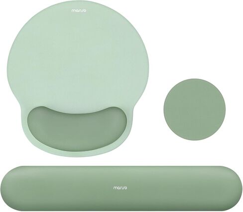 MOSISO Wrist Rest Support for Mouse Pad&Keyboard Set, Antique Green | Circle Curved Ergonomic Mousepad Non-Slip Base Home/Office Pain Relief&Easy Typing Pad with Soft Cloth&Silicone Lining in Saudi Arabia