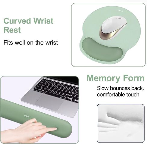 MOSISO Wrist Rest Support for Mouse Pad&Keyboard Set, Antique Green | Circle Curved Ergonomic Mousepad Non-Slip Base Home/Office Pain Relief&Easy Typing Pad with Soft Cloth&Silicone Lining in Saudi Arabia
