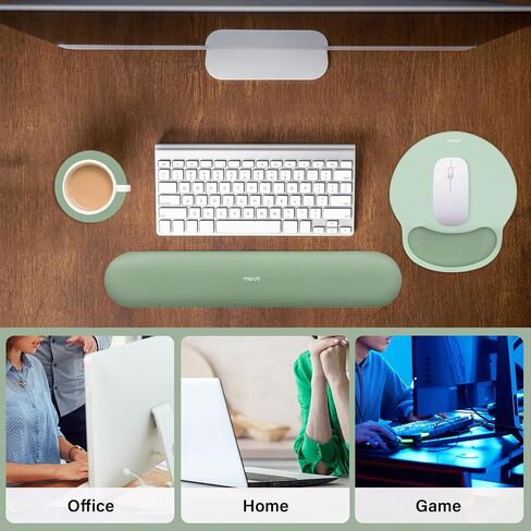 MOSISO Wrist Rest Support for Mouse Pad&Keyboard Set, Antique Green | Circle Curved Ergonomic Mousepad Non-Slip Base Home/Office Pain Relief&Easy Typing Pad with Soft Cloth&Silicone Lining in Saudi Arabia