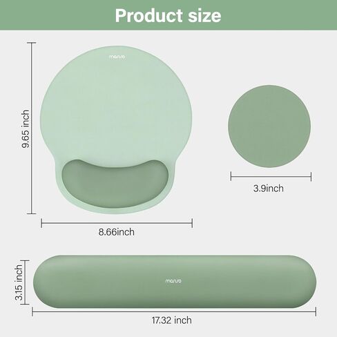 MOSISO Wrist Rest Support for Mouse Pad&Keyboard Set, Antique Green | Circle Curved Ergonomic Mousepad Non-Slip Base Home/Office Pain Relief&Easy Typing Pad with Soft Cloth&Silicone Lining in Saudi Arabia