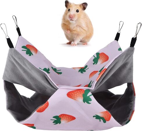 سرير معلق صغير للحيوانات الأليفة، سرير أرجوحة من مادة القماش عالي الكثافة سهل التنظيف للحيوانات (رمز S، فراولة) in Kuwait