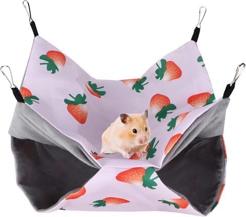 سرير معلق صغير للحيوانات الأليفة، سرير أرجوحة من مادة القماش عالي الكثافة سهل التنظيف للحيوانات (رمز S، فراولة) in Kuwait