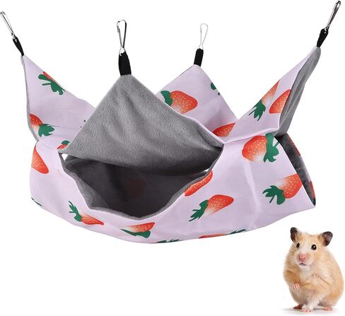 سرير معلق صغير للحيوانات الأليفة، سرير أرجوحة من مادة القماش عالي الكثافة سهل التنظيف للحيوانات (رمز S، فراولة) in Kuwait