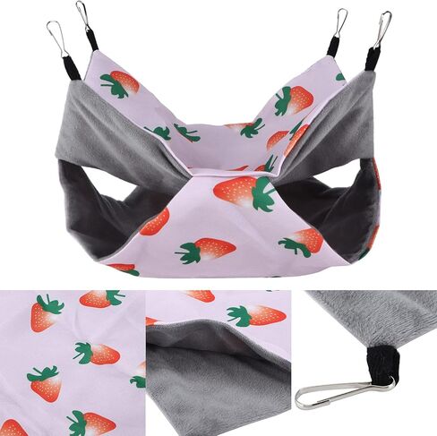 سرير معلق صغير للحيوانات الأليفة، سرير أرجوحة من مادة القماش عالي الكثافة سهل التنظيف للحيوانات (رمز S، فراولة) in Kuwait