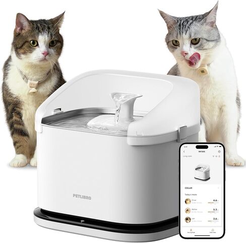 PETLIBRO RFID Smart App Monitoring Cat Water Fountain, 101oz/3L Large Dockstream Pet Fountain for Multi-Pets with Mini Collar Tag, 2.4G Wi-Fi Automatic Cat Water Dispenser, Upgraded Wireless Pump in Saudi Arabia