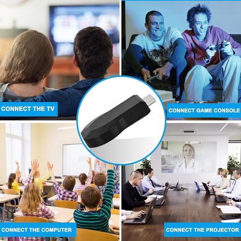 محول عرض لاسلكي HDMI 4K - واي فاي 1080 بكسل جهاز استقبال النسخ المتطابق لشاشة الهاتف المحمول دونجل إلى جهاز استقبال التلفزيون/جهاز العرض يدعم نظام التشغيل Windows Mac iOS Android in Kuwait