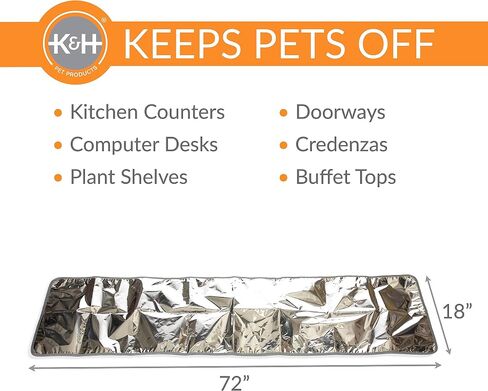 K&H Pet Products Cat Deterrent Mat for Pets, Cat Repellent for Indoor Cats, Guards & Keeps Pets of Furniture, Counters, Christmas Trees, Plants - Scats Cats Away Instantly - Silver 72 X 18 Inches in Saudi Arabia