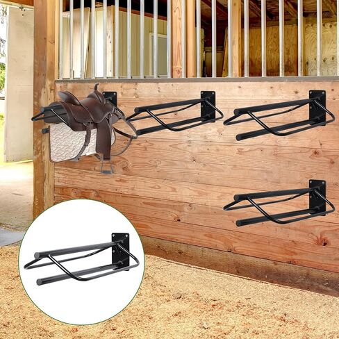 lukar 4PCS Wall Mounted Saddle Rack with Pad Bar, Horse Saddle Pad Rack Heavy Duty Saddle Rack Stand Horse Tack Storage for English Western Saddles,Blanket,Pad in Kuwait