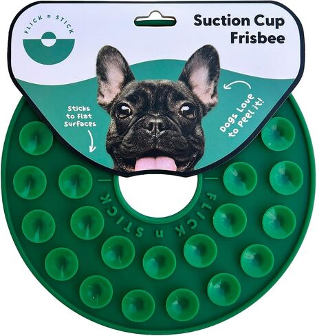Dog Toy Suction Cup Frisbee, Fun Popping Sound When Peeled ASMR - Funny Challenging Entertaining Flying Disc Dogs Puppy - Soft Durable Silicone 6" - Green - Blue (Green) in Saudi Arabia