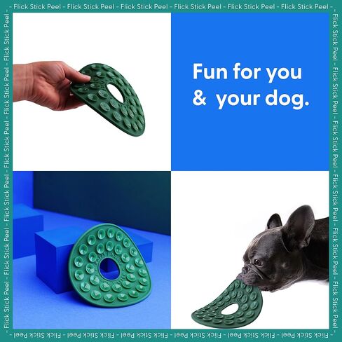 Dog Toy Suction Cup Frisbee, Fun Popping Sound When Peeled ASMR - Funny Challenging Entertaining Flying Disc Dogs Puppy - Soft Durable Silicone 6" - Green - Blue (Green) in Saudi Arabia