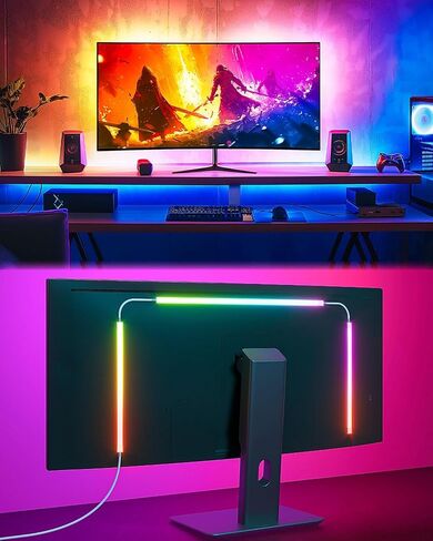 BASON LIGHTING USB Monitor Backlight for 27 inch PC, LED Strip for Monitors, Gaming Monitor Lights, RGB-IC Screen Lights Sync Color LED Strip for Desk Setup Lighting, Music Snyc, Software Control. in Saudi Arabia
