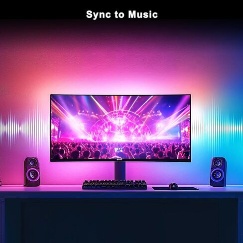 BASON LIGHTING USB Monitor Backlight for 27 inch PC, LED Strip for Monitors, Gaming Monitor Lights, RGB-IC Screen Lights Sync Color LED Strip for Desk Setup Lighting, Music Snyc, Software Control. in Saudi Arabia