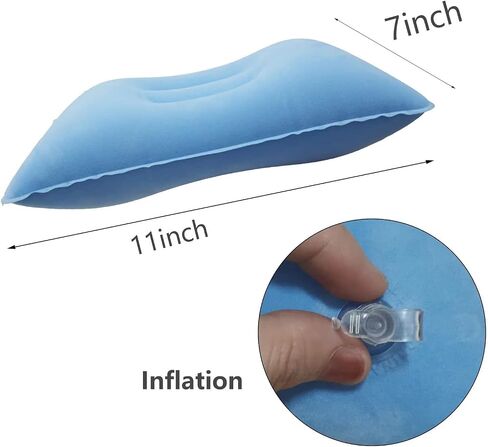 3 Pack Sky Blue Ultralight Inflatable Pillow Small Squared Flocked Fabric Air Pillow for Hiking,Camping,Traveling,Napping,Desk Rest,Neck & Lumbar Support in Saudi Arabia