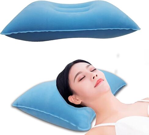 3 Pack Sky Blue Ultralight Inflatable Pillow Small Squared Flocked Fabric Air Pillow for Hiking,Camping,Traveling,Napping,Desk Rest,Neck & Lumbar Support in Saudi Arabia