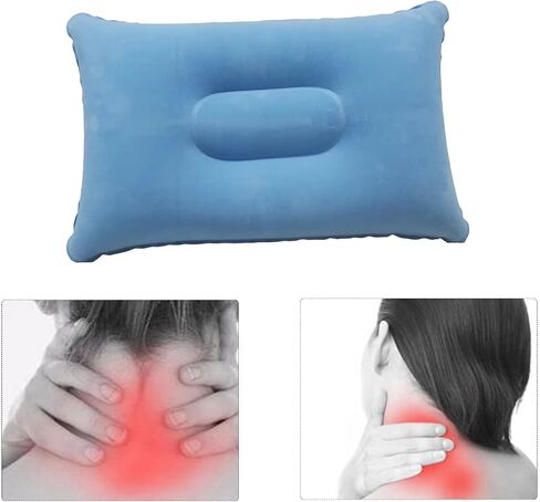 3 Pack Sky Blue Ultralight Inflatable Pillow Small Squared Flocked Fabric Air Pillow for Hiking,Camping,Traveling,Napping,Desk Rest,Neck & Lumbar Support in Saudi Arabia